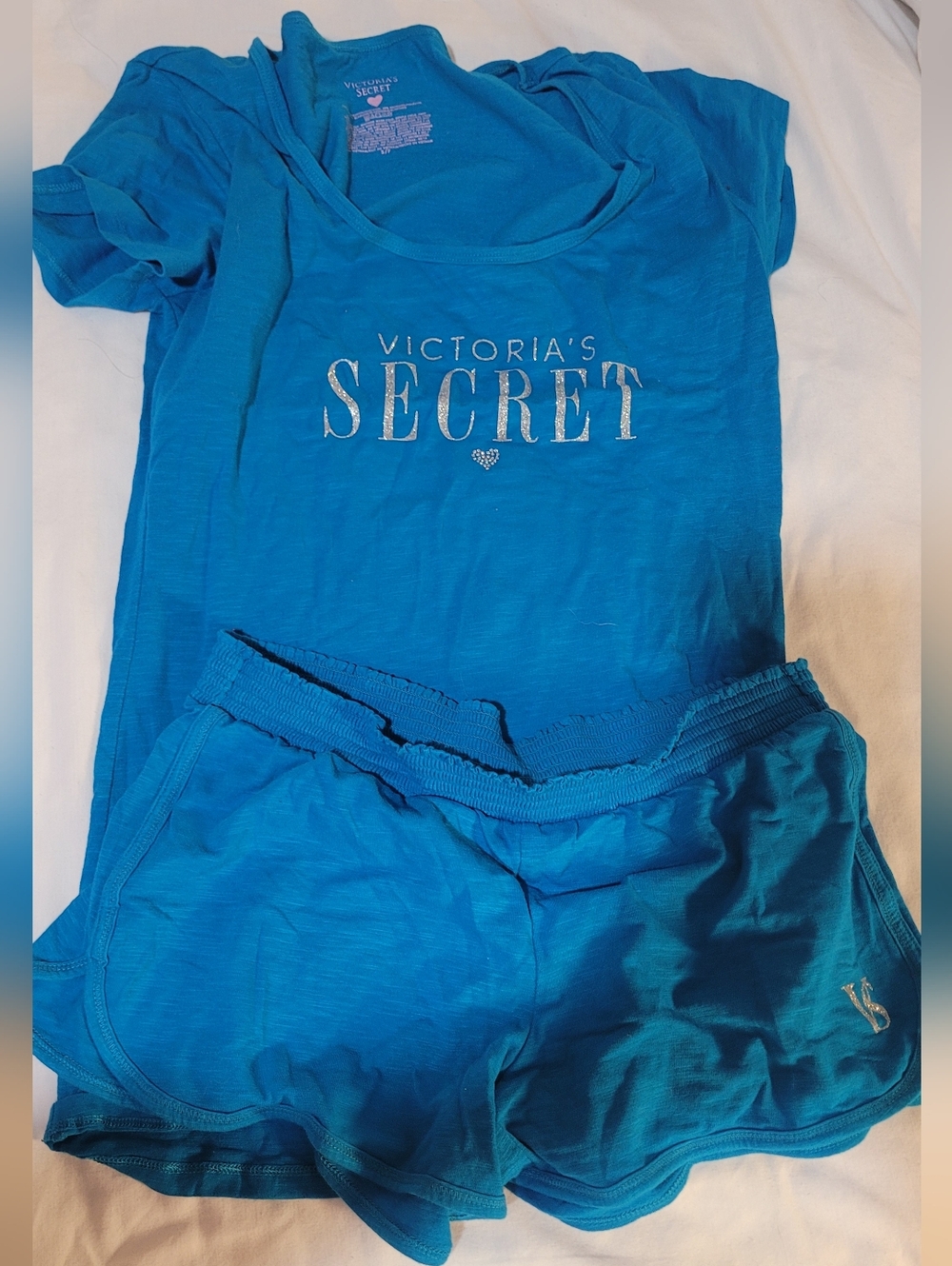 Victoria's Secret Turquoise Blue Tee & Shorts Lounge Set
